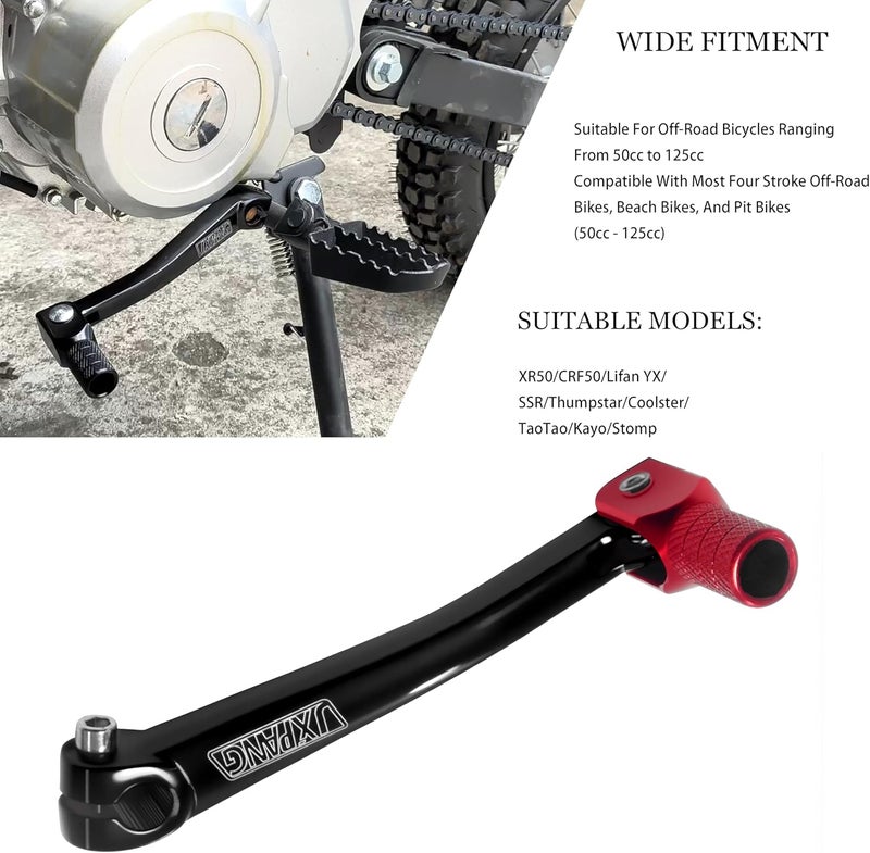 JXPANG Folding Gear Shifter Lever,Aluminum Dirt Bike Parts,Compatible with 50-125cc CRF50 XR50 SSR110 SSR125 WR200R Taotao ATA KAYO Xmotor Coolster Probike Pitster Pro Roketa Baja Pit Dirt Bike (Black & Red) - Image 4